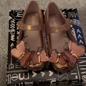 Mini Melissa Kids' Dress Shoes - Pink and Gold Butterfly Design